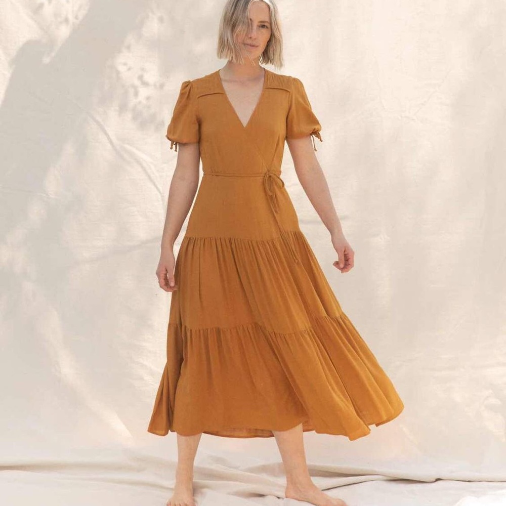 Christy Dawn Augusta Wrap Dress Turmeric XS NWOT